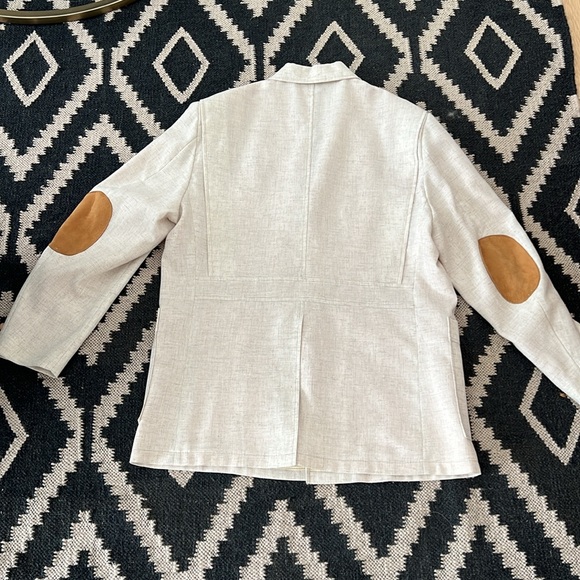 Brad Whitney cream linen and tan suede men’s sport coat blazer  size 44 - Picture 5 of 13